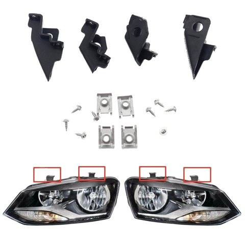 Faro de coche soporte de montaje de Clips y tornillos Kit de reparación Durable izquierda + derecha 6R0998226 6R0998225 para VW Polo 2009-2017 ► Foto 1/6