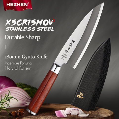 HEZHEN-cuchillo para filetear X5Cr15MoV de acero inoxidable, cuchillo de cocina para Sushi, salmón, Gyuto, 180mm ► Foto 1/6