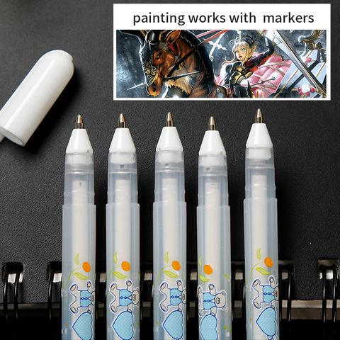 0,8mm profesional blanco resaltador pluma marcador pluma de dibujo marcadores Scribble Pen Manga diseño de arte de la escuela suministros ► Foto 1/4