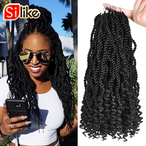 Silike senegalés Twist pelo sintético rizado termina 3X Kinky Twist trenzas 12 pulgadas ganchillo trenzado extensiones de cabello para mujeres negras ► Foto 1/6