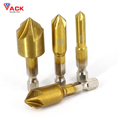 VACK 3 uds 6 uds HSS chaflán broca de Countersink chaflán perforar 1/4 