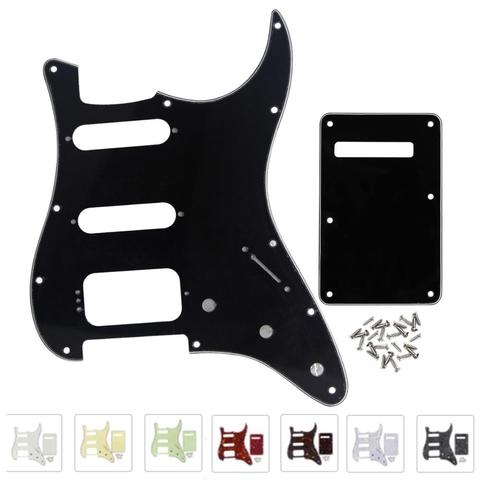 FLEOR juego de Strat SSH guitarra eléctrica golpeador HSS Scratch Plate & Back Plate & tornillos accesorios de guitarra, 11 colores opcionales ► Foto 1/6