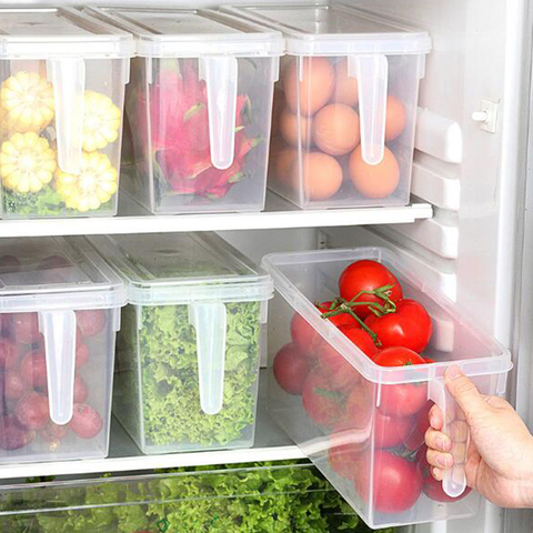 Caja de almacenamiento transparente de cocina de plástico de almacenamiento de granos de frijoles de cocina contenedor de alimentos hogar organizador accesorios refrigerador ► Foto 1/6