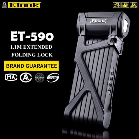 Etook-candado plegable para bicicleta de montaña, antirrobo, resistente, para moto eléctrica, ET590 ► Foto 1/6