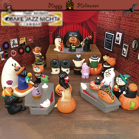 Figuritas en miniatura de gato fantasma y calabaza de dibujos de Halloween, artesanía de resina, adornos de jardín, accesorios de decoración para el hogar, regalo ► Foto 1/4