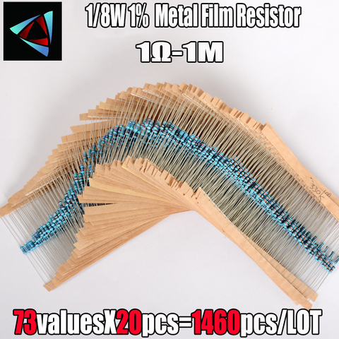 1/8W 1% 73 valores 1R-1M 1460 Uds 0.125W Kit de Resistor de película metálica nueva llegada de alta calidad ► Foto 1/1
