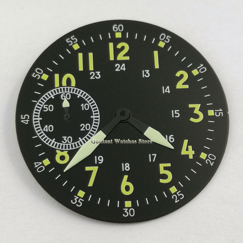 Reloj negro estéril de 39mm, Dial + manecillas para eta 6497, movimiento de gaviota st36, piezas de reloj ► Foto 1/4
