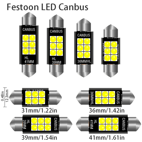 1 Uds 3030 festón 31mm 36mm 39mm 41/42mm C5W bombilla Led CANBUS C10W lámpara de techo de lectura coche Beleuchtung matrícula Interior Luz ► Foto 1/6