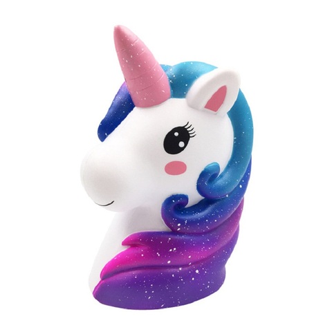 Jumbo colorido Cabeza de unicornio blando lento aumento perfumado Squishies niños adultos alivio del estrés juguetes apretados 13*11*7,5 CM ► Foto 1/6