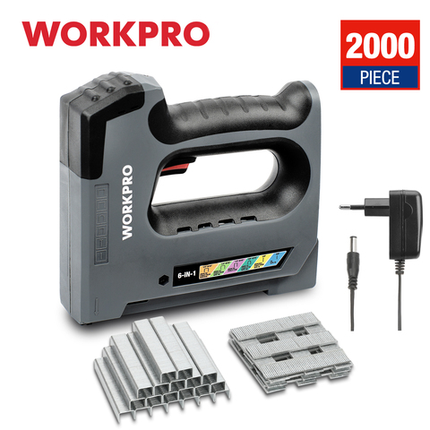 WORKPRO-grapadora eléctrica 6 en 1 de 3,6 V, pistola de grapas de alta resistencia, inalámbrica, iones de litio, para decoración de la casa, renovación de tapicería ► Foto 1/6