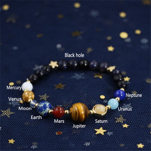 Pulsera de cuentas de piedra Natural de galaxia, universo, ocho planetas, Sistema Solar, guardián, Estrella ► Foto 1/6