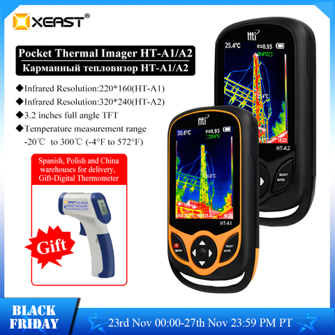 XEAST HT-A1-termómetro infrarrojo con pantalla de visión completa de 3,2 pulgadas, Detector de cámara térmica de 0.3MP para caza al aire libre ► Foto 1/6