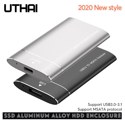 UTHAI-carcasa de aleación de aluminio HDD T37 MSATA a USB3.0, Funda de disco duro tipo C para SSD Sata3 de 1,8 pulgadas ► Foto 1/5