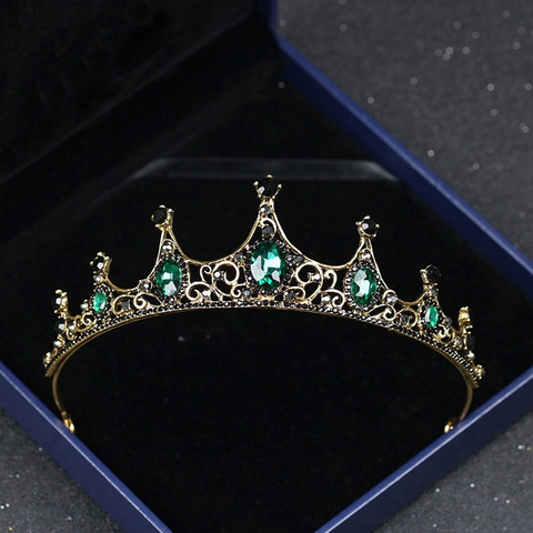 Diadema nupcial Vintage de cristal verde para mujer, tiara para boda, accesorios para el cabello con pinza de perlas ► Foto 1/6