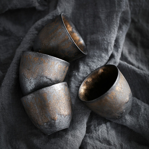 Taza de té de leña de estilo japonés, vaso maestro pequeña de cerámica de gres, juego de té de Kungfu hecho a mano ► Foto 1/5