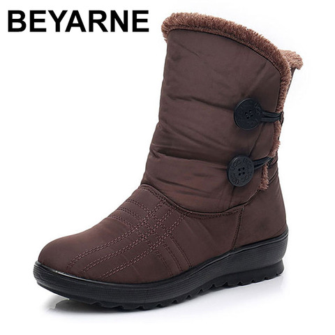 BEYARNEWinter-Botas de nieve cálidas para mujer, botines impermeables con cuña, plataforma de felpa, para invierno ► Foto 1/6