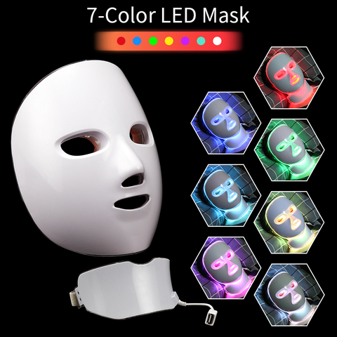 7 colores luz Led fotón máscara Facial terapia mascarilla Facial de belleza máquina Anti acné arrugas blanqueamiento punto de eliminación herramientas de cuidado de la piel ► Foto 1/6