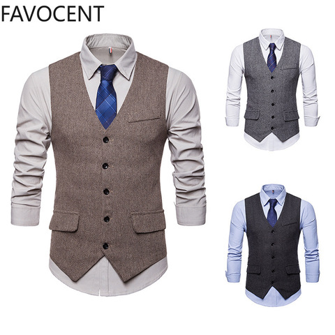 Chaleco de traje informal inteligente para hombre, traje Formal a la moda, con una hilera de botones, Top de boda clásico con cuello en V ► Foto 1/6