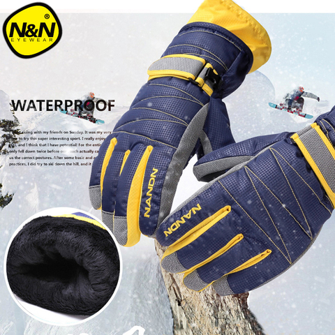 NANDN invierno cálido montaña Snowboard esquí guantes hombres mujeres nieve fría esquí mitones impermeable Snowmobile Handschoemen Air + 5002 ► Foto 1/6