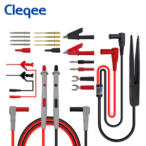 Cleqee-Kit de cables de prueba para multímetro de la serie P1503 con agujas reemplazables, sonda de prueba con conector Banana de 4mm, Mini grabador con Clip de cocodrilo ► Foto 1/4