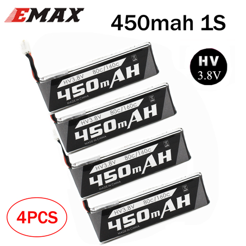 4 unids/lote Emax 1S 450mah 3,8 V 80C/160C HV batería Lipo PH2.0 enchufe para Tinyhawk II carrera interior Dron de carreras con visión en primera persona ► Foto 1/6