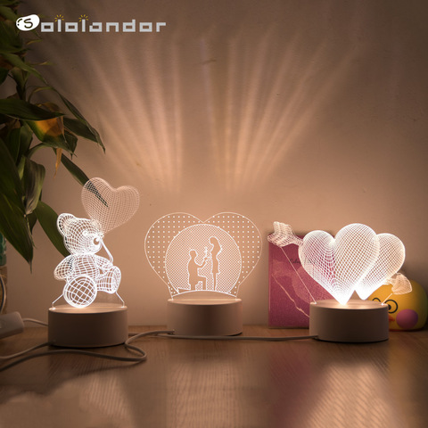 Romántico amor lámpara 3D globo en forma de corazón acrílico LED luz nocturna decorativa para mesa lámpara regalo de San Valentín corazón esposa ► Foto 1/6