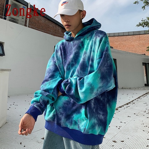 Zongke-Sudadera con capucha Harajuku Tie Dye para hombre, sudaderas con capucha para hombre, Hip Hop, corbata de hombre, Jersey, ropa informal japonesa de M-2XL, otoño 2022 ► Foto 1/6