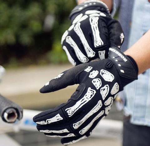 Guantes de ciclismo para hombre y mujer, con grafiti de Calavera, GEL de silicona antideslizante, para bicicleta de montaña y de dedo completo, para deportes de bicicleta ► Foto 1/6