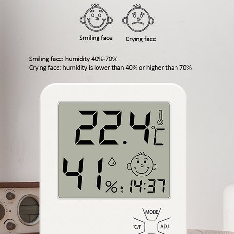 Reloj de temperatura y humedad Digital, termómetro electrónico grande LCD, higrómetro con soporte, Digital ► Foto 1/6