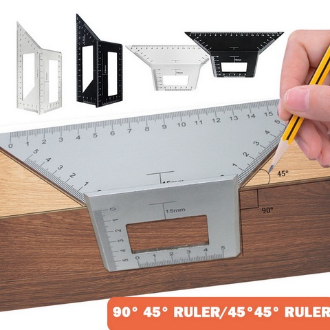 Regla de ángulo de combinación cuadrada en forma de T de 45/90 grados, regla de ángulo multifuncional para medir herramienta de carpintería ► Foto 1/6