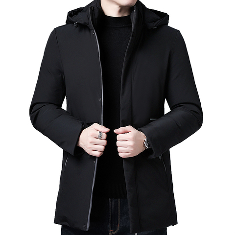 Parkas de invierno para hombre, chaqueta cálida, abrigos informales a la moda, Parkas de lana con cuello, ropa desmontable ► Foto 1/6