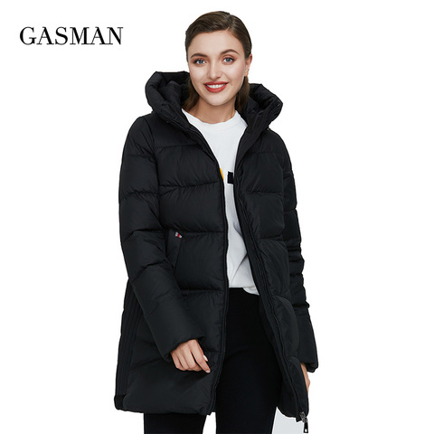 GASMAN-Chaqueta de invierno de talla grande para mujer, abrigo cálido con capucha, parka, prendas de vestir, chaqueta acolchada 011, color negro, novedad de 2022 ► Foto 1/6