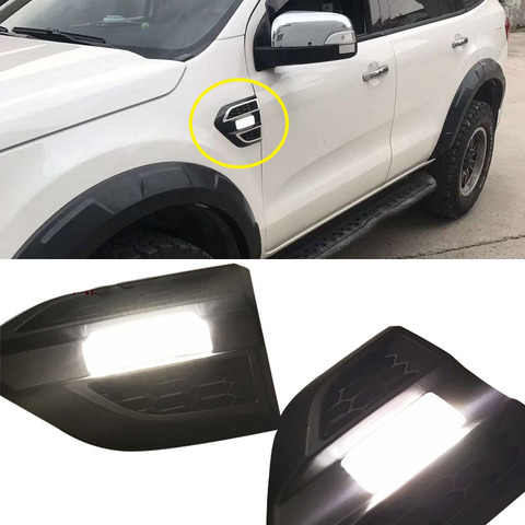 Cubierta de puerta de coche luz LED de conducción diurna para FORD RANGER T7, T8, EVERST, lámpara lateral de puerta de coche, luces de giro, 2 unidades ► Foto 1/5