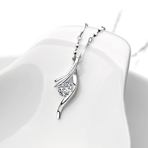 Encanto femenino 925 collar de plata de ley exquisito geométrico blanco collar de cristal violeta mujer moda compromiso joyería caliente ► Foto 1/6
