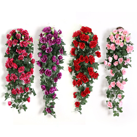 Flores de ratán artificiales, decoración de enredadera falsa para pared,  rosas, accesorios de decoración para el hogar, corona decorativa de boda -  Historial de precios y revisión | Vendedor de AliExpress -