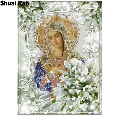 Pintura de diamante 5d diy, mosaico de lirio virgen, punto de cruz, bordado de diamantes religioso, regalo ► Foto 1/6