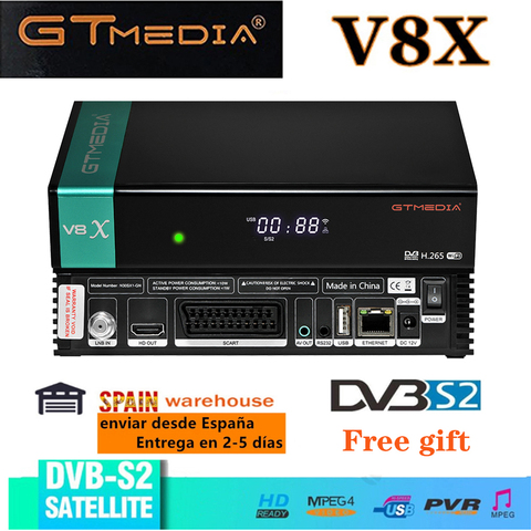 Gtmedia-decodificador V8X, almacén de España, h.265, gtmedia V8