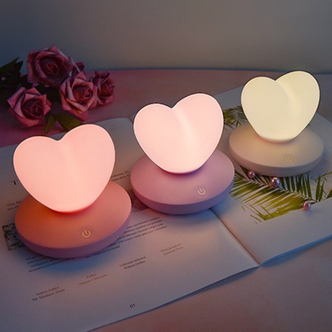 Lámpara de mesa LED con Control táctil, lámpara recargable USB para modelado de chicas, ahorro de energía, decoración romántica en forma de corazón con forma de corazón, luz nocturna ► Foto 1/6