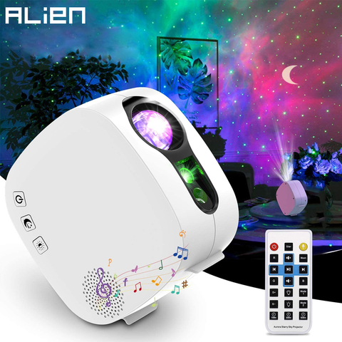 Proyector ALIEN Starry Sky Moon efecto de iluminación láser para escenario, Galax Nebula Ocean, dormitorio, lámpara de noche para niños, Altavoz Bluetooth para fiesta ► Foto 1/1