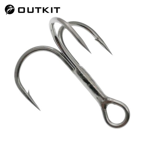 OUTKIT 5 unids/caja 3xStrengthen Super fuerte gemelos de aleación de acero afilado atraer anzuelo triple 6 #8 #10 #12 pesca gancho de pesca de la Caja ► Foto 1/6