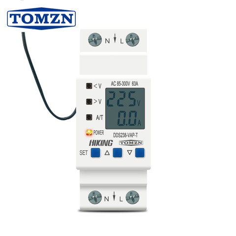 Dispositivo protector de sobrevoltaje ajustable, protección de límite de temperatura de corriente, voltímetro, amperímetro Kwh TOMZN ► Foto 1/6