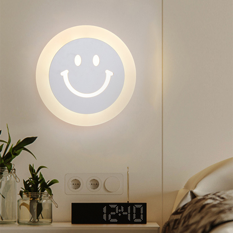 Lámpara LED de pared Mdern Simplicity para interiores, dormitorio, mesita de noche, sala de estar, niños, encantadores apliques de iluminación Smiley, pasillo de Hotel Acrílico ► Foto 1/6