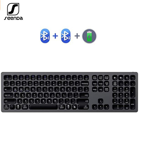 Teclado SeenDa Bluetooth recargable Multi-dispositivo teclado Bluetooth de aluminio inalámbrico tipo C teclado recargable ► Foto 1/6