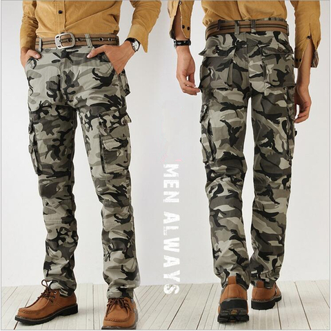 Pantalones de estilo militar para hombre, pantalón Cargo, Moda Verde militar, de camuflaje, talla 38, para otoño, 2022 ► Foto 1/5