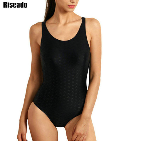 Riseado-bañador deportivo de una pieza para mujer, traje de baño de entrenamiento sólido para espalda de carreras, novedad ► Foto 1/6