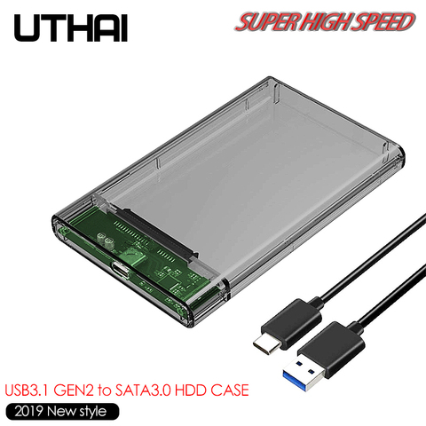 UTHAI-Carcasa de disco duro G25 USB3.1 a HDD tipo c, 2,5 pulgadas, carcasa de disco SSD SATA3 a USB 3.0/2.0, caja USB C, funda de disco duro Gen2, 6GBp/s ► Foto 1/6