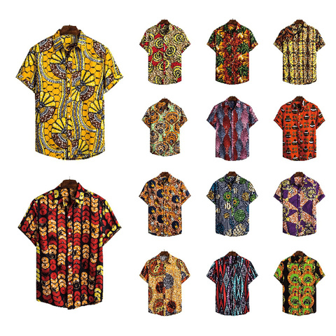 Dashiki-Blusa holgada estilo Bazin Riche para hombre, camisa informal de manga corta con estampado Retro, estilo africano, India, a la moda ► Foto 1/6