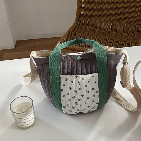 Bolso de cubo de pícnic con sonrisa para mujer, bolsas al hombro de tela de diseño Vintage, de algodón, reutilizable, informal, grande ► Foto 1/6