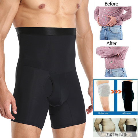 Pantalones cortos de compresión para hombre, de cuerpo moldeador, ropa moldeadora adelgazante, entrenador de cintura, bragas de Control del vientre, cinturón de modelado, Bóxer antirozaduras ► Foto 1/6