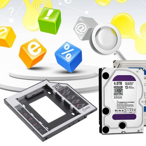 9,5mm 2nd HDD Caddy interfaz SATA Material de aluminio de 3,0 caja de la unidad de disco duro carcasa DVD adaptador SSD 2TB para portátil CD-ROM ► Foto 1/6